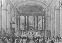 Description: Interior view of the Church of Saint Mary, Moorfields, London